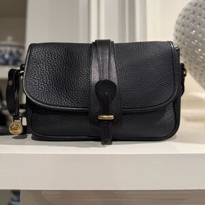 Vintage Dooney & Bourke Black All Weather Leather Classic Equestrian Bag